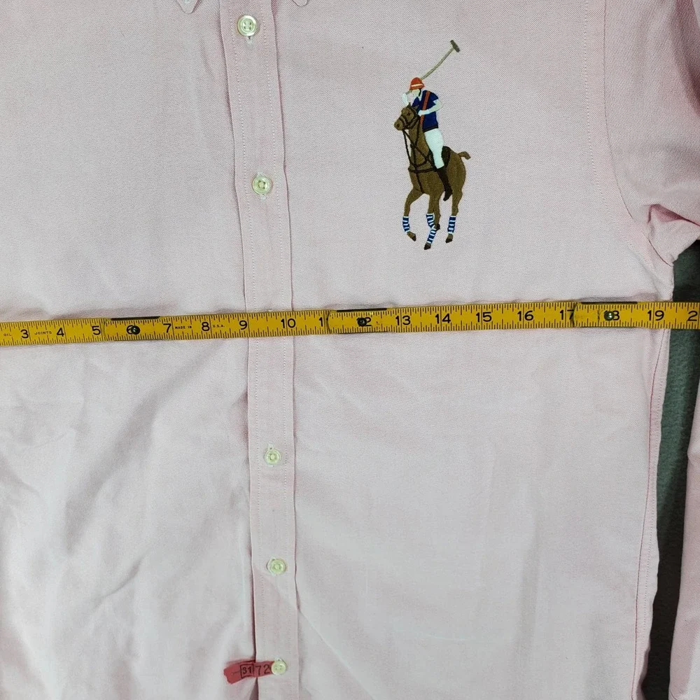 Ralph Lauren Button Up Shirt Kids L Pink Big Pony Oxford Long Sleeve L(16/18)